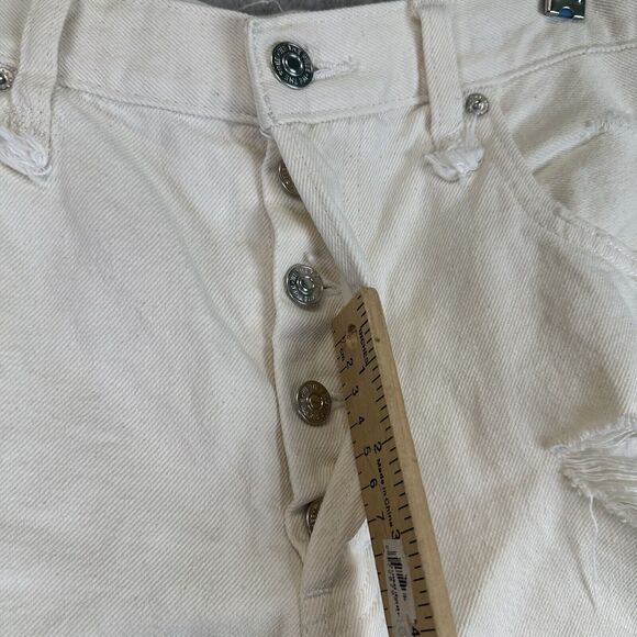 Free People Shorts Womens 30 Distress Denim Jean White Cut Off Button Fly We The - Picture 2 of 13